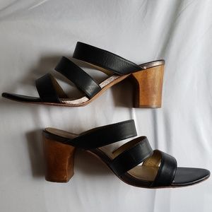 Nina Payne strappy Drea mule sandals w/ wood heel